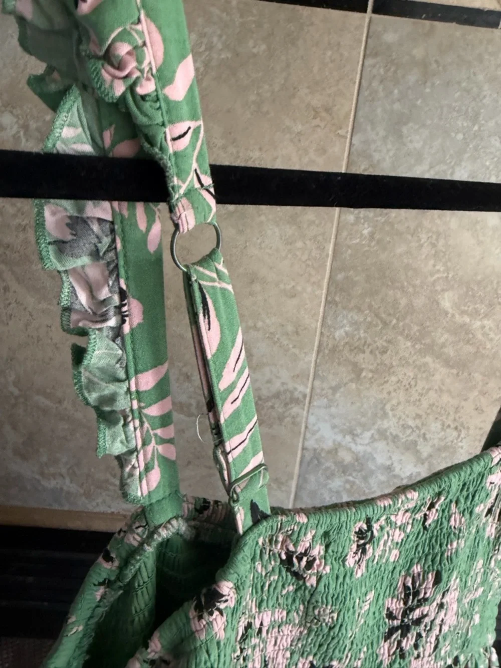 torrid Green Floral Midi Dress with Smocked Bodice and Ruffle Straps - Picture 8 of 10